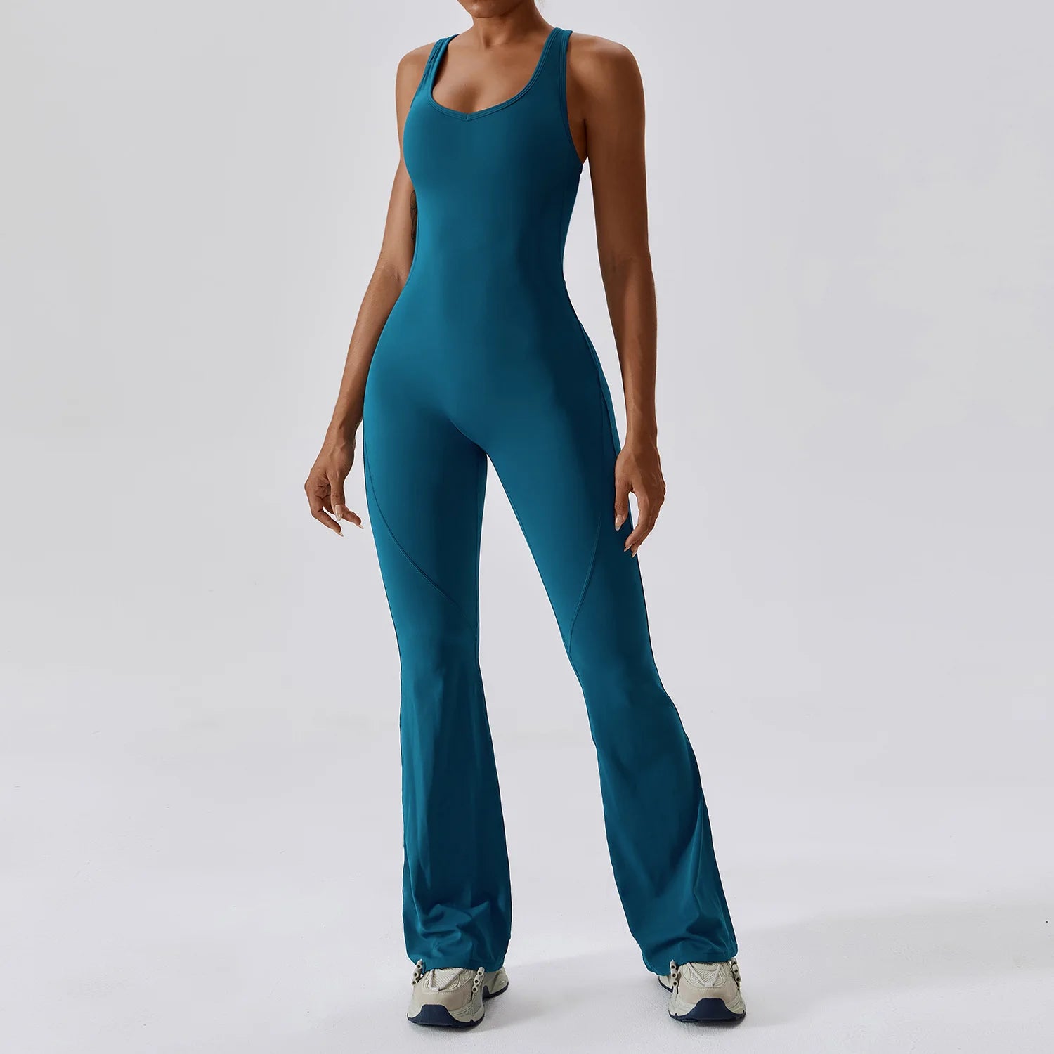 Women's Solid Yoga Jumpsuit | One-Piece Buttock-Lifting Fitness Bodysuit Workout Activewear