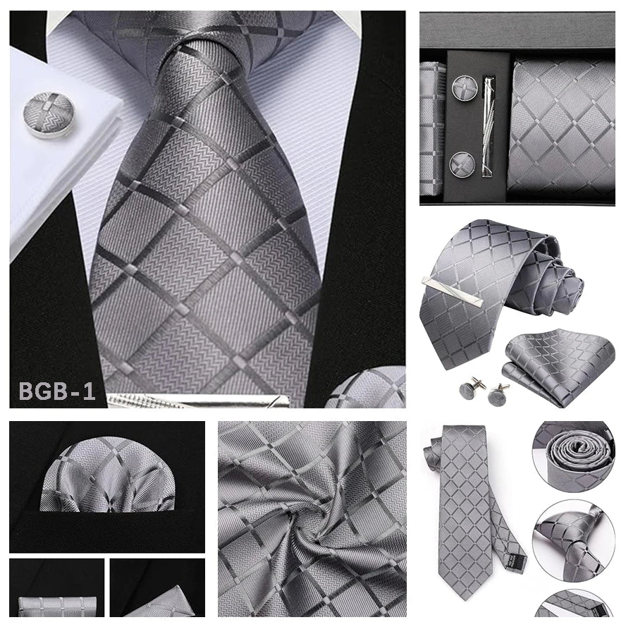 Men’s 8cm Plaid & Check Necktie with Matching Accessories