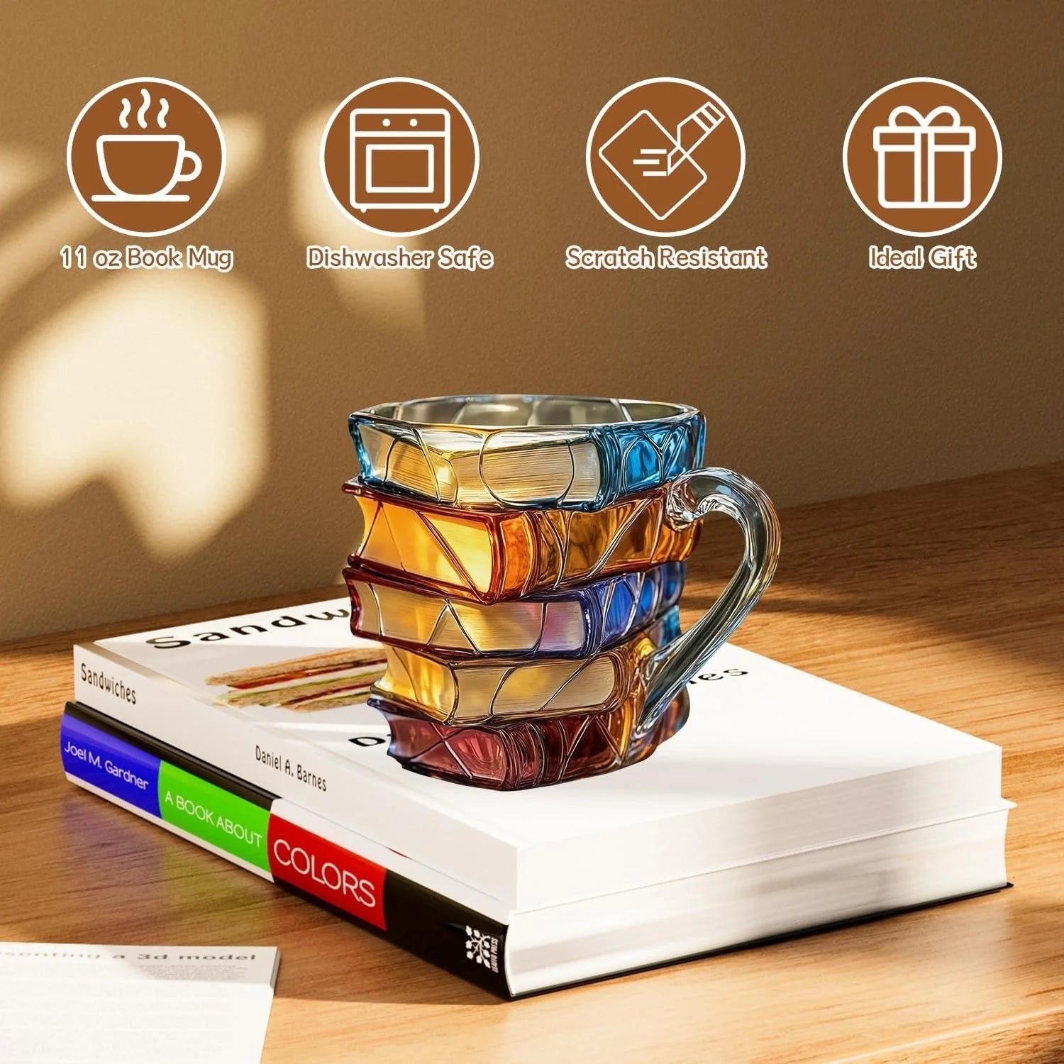Painted Book Mug Handmade Smart Large Capacity Home Mug by Snagg A Cup