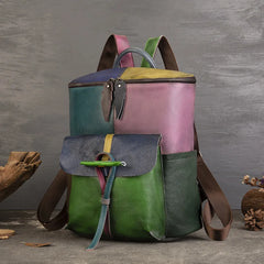 Patchwork Genuine Leather Backpack by Snagg A Backpack