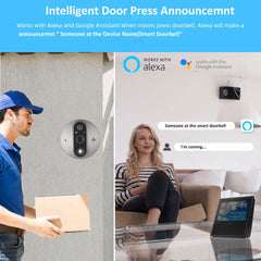 3MP Smart Peephole Doorbell 4.3″ Screen with PIR Motion Detection by Snagg A Doorbell Camera