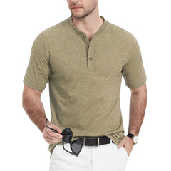 Men's Cotton Blend Henley | Soft 3-Button Summer Fashion Tee