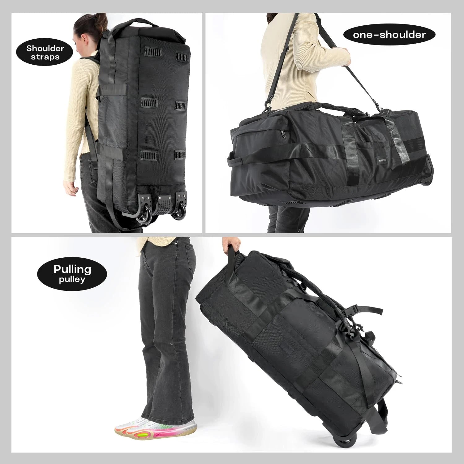80L Rolling Duffle Bag with Wheels