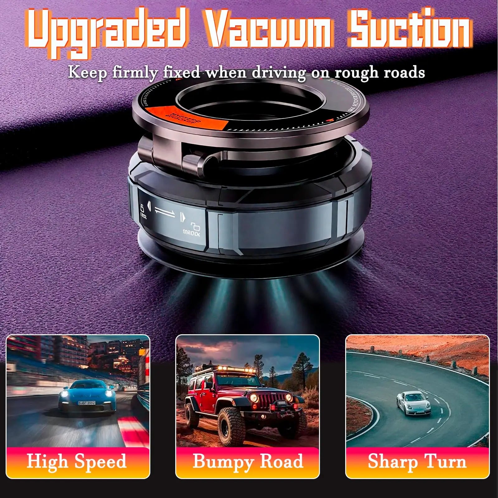 Vacuum Magnetic Car Phone Holder, 360 Degree Rotating and Folding, Suitable for Car Screen, Desktop by Snagg A Phone Holder