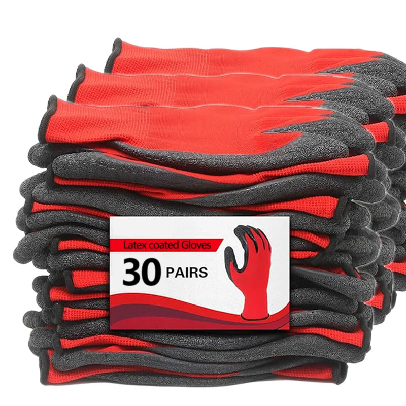 30 Pair Pleated Latex Coated Gloves by Snagg A Gloves