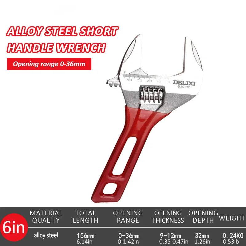 6-Inch Short Handle Adjustable Wrench - SnaggIt
