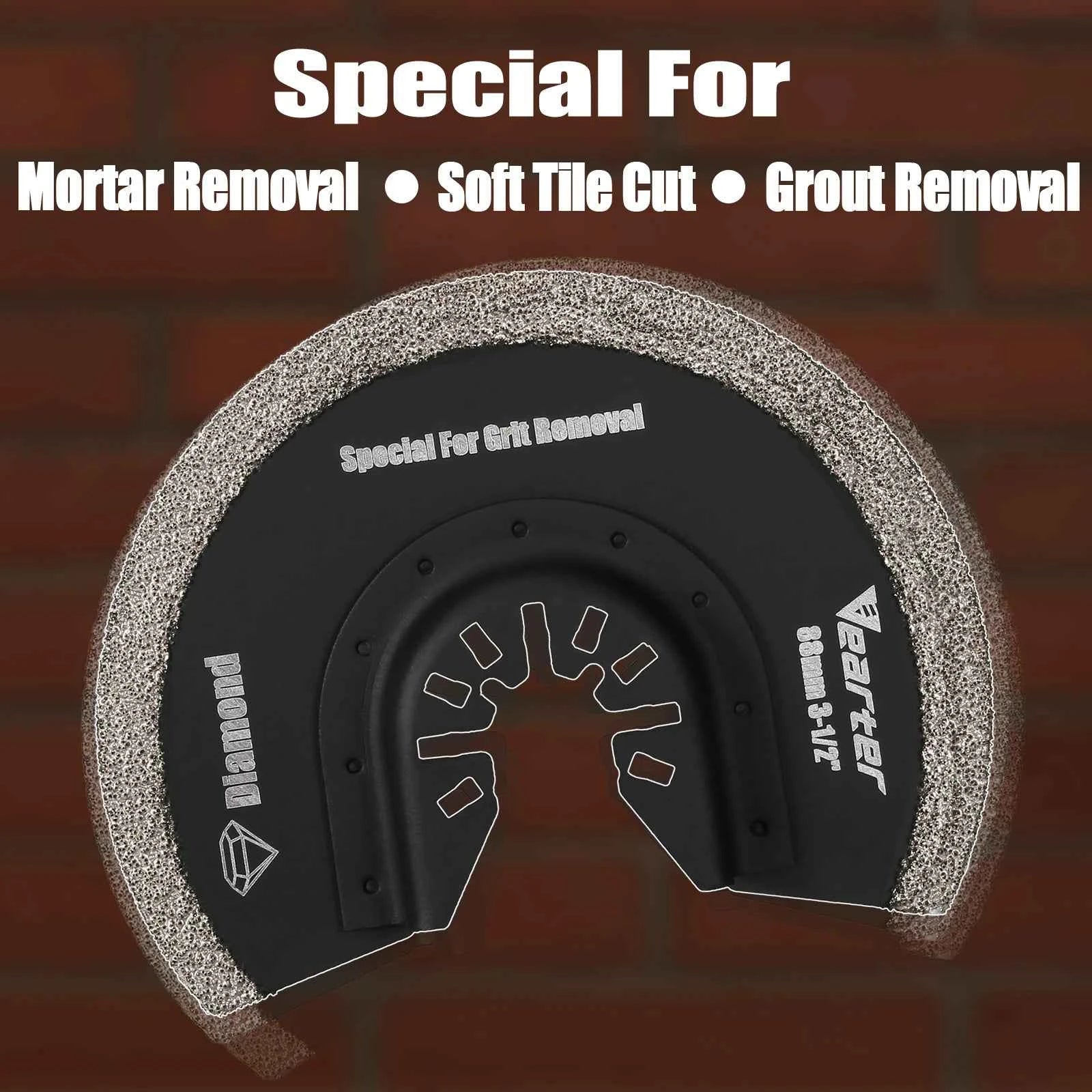 Diamond Semi-Circle Oscillating Saw Blades 4pcs | Swing Blade Precise Mortar Grout Removal Multitool