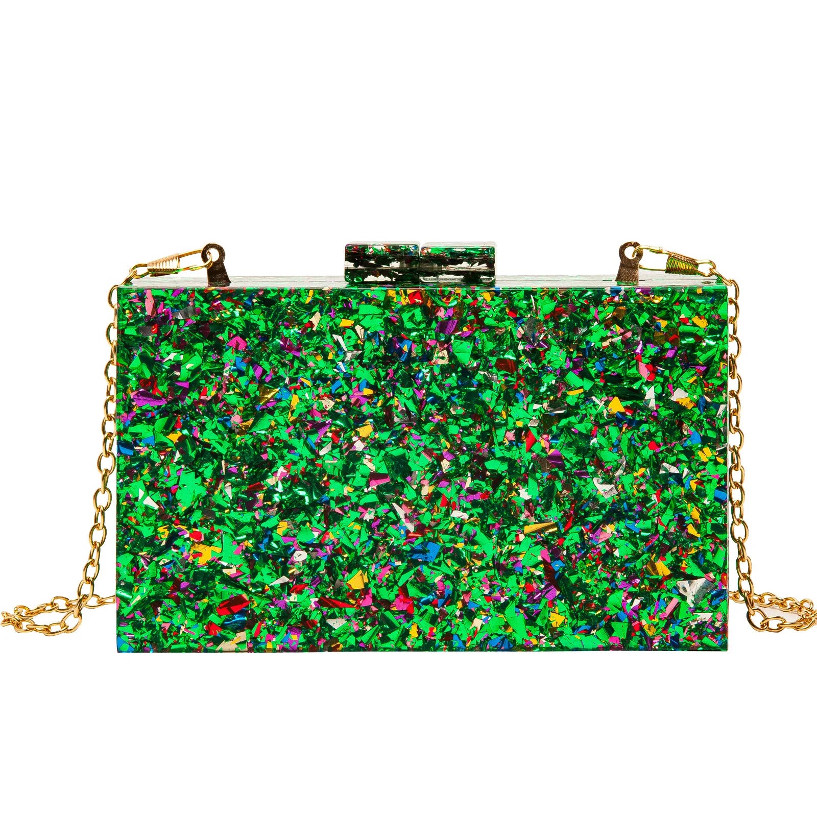 Multicolor Acrylic Geometric Box Clutch