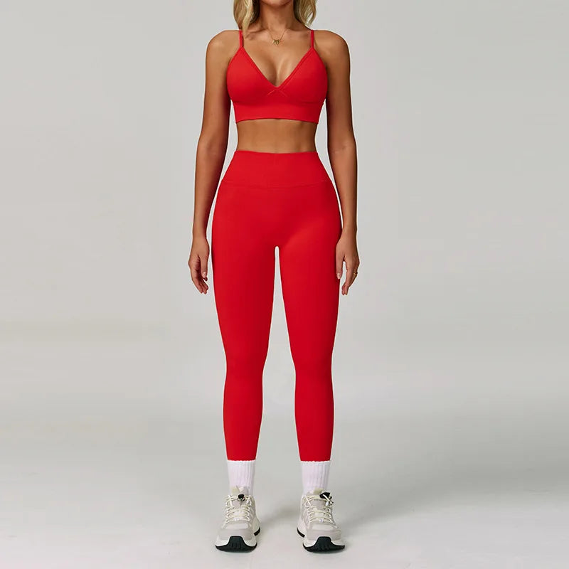 Women's 2/3-Piece Seamless Yoga Set | Gym Workout Suit Fitness Bra Crop Top Long Sleeve Leggings