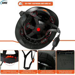 Full Brim Safety Helmet with LED Headlamp & Taillight by Snagg A Safety Helmet