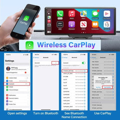 10.26" 4K Dash Cam And Rearview Mirror Car Video Player with Wireless CarPlay by Snagg A Car DVR
