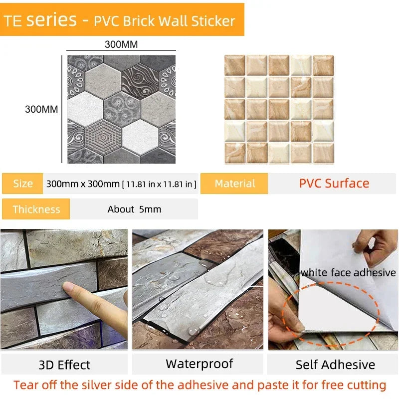 Imitation Brick & Cobblestone Wall Stickers by Snagg A Wall Sticker