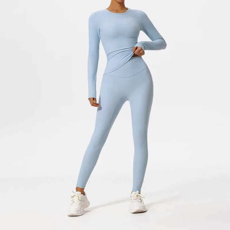 Women's 2-Piece Ultra-Soft Long Sleeve Gym Set | Sports Bra Yoga Running Workout Suit Activewear