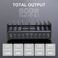 600W USB Fast Charger 10-Port GaN Charging Station Stand by Snagg A Charging Station
