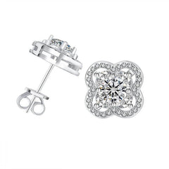 0.5CT Teal Moissanite Four-Leaf Stud Earrings - SnaggIt