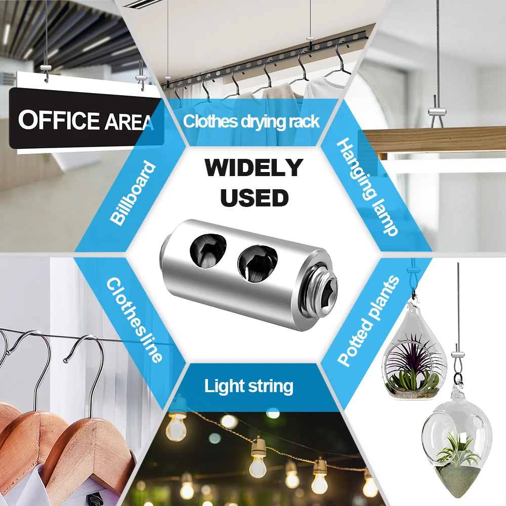 Stainless Steel Wire Rope Clamps 2/3mm | Adjustable Screw Cable Fastener Clip Sling Fitting 10pcs