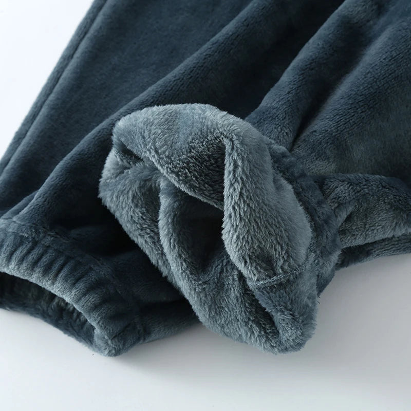 Men's Thickened Flannel Sleep Pants | Winter Loose High Waist Straight Leg Coral Velvet Fleece