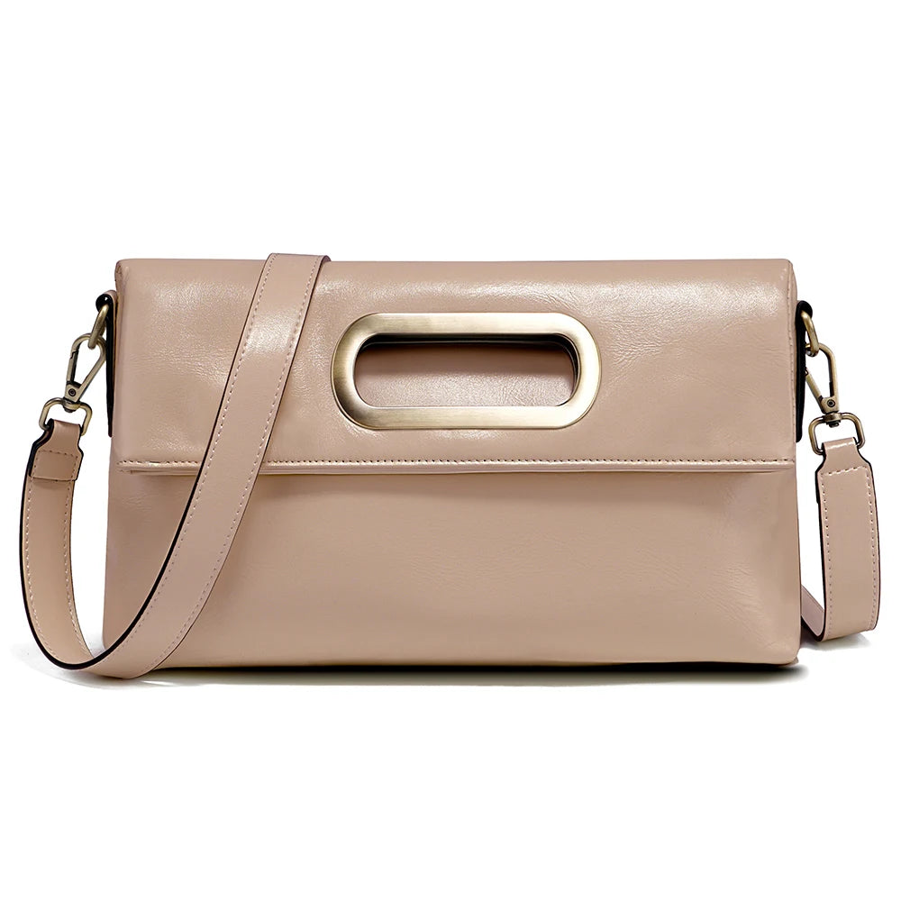 Vintage Genuine Leather Crossbody Handbag – Large Capacity Designer Shoulder Bag for Women, All Seasons