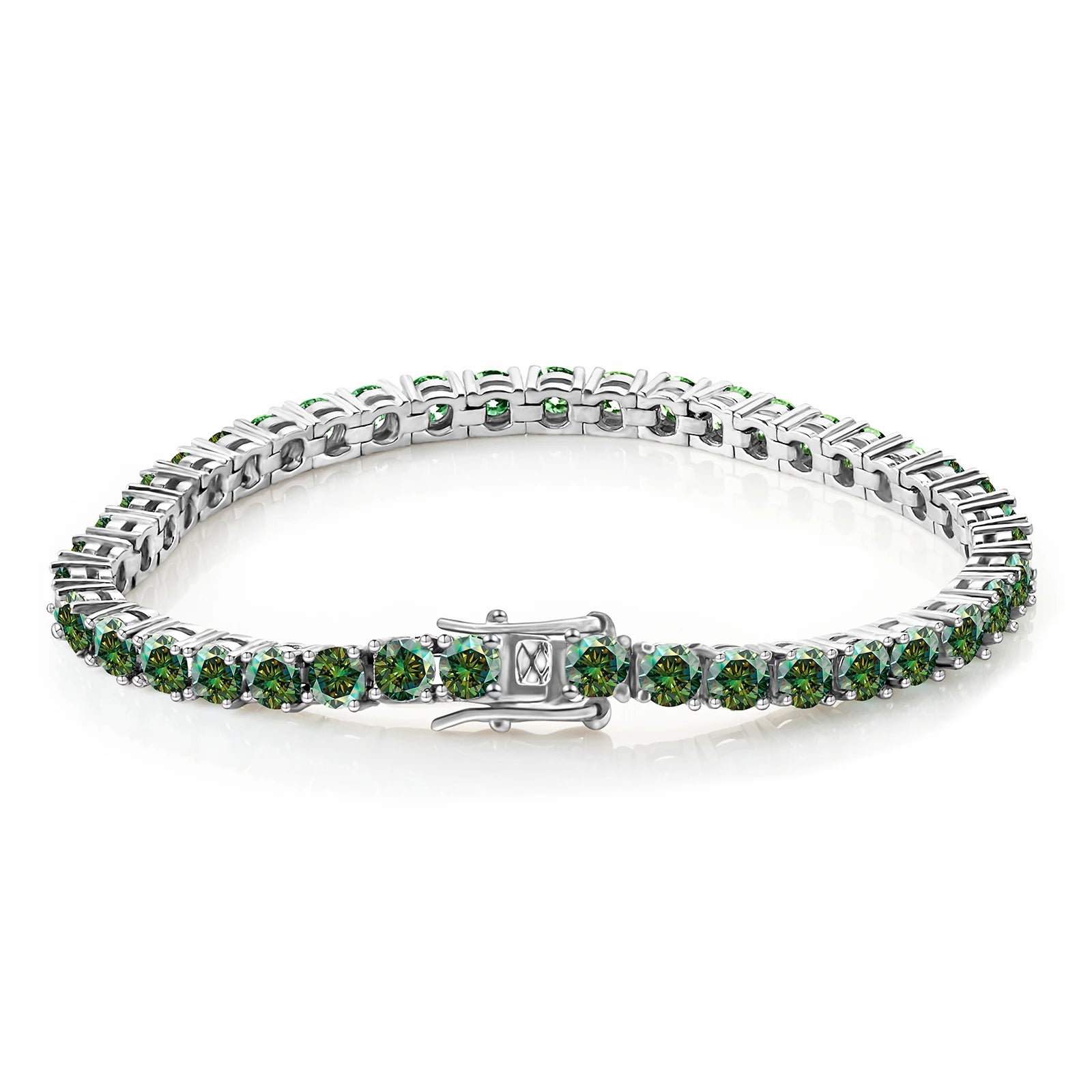 3mm / 4mm / 5mm D-Color Moissanite Tennis Bracelet - Silver / Dark Green / 14cm - Bracelets