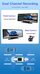 10.26" 4K Dash Cam And Rearview Mirror Car Video Player with Wireless CarPlay by Snagg A Car DVR