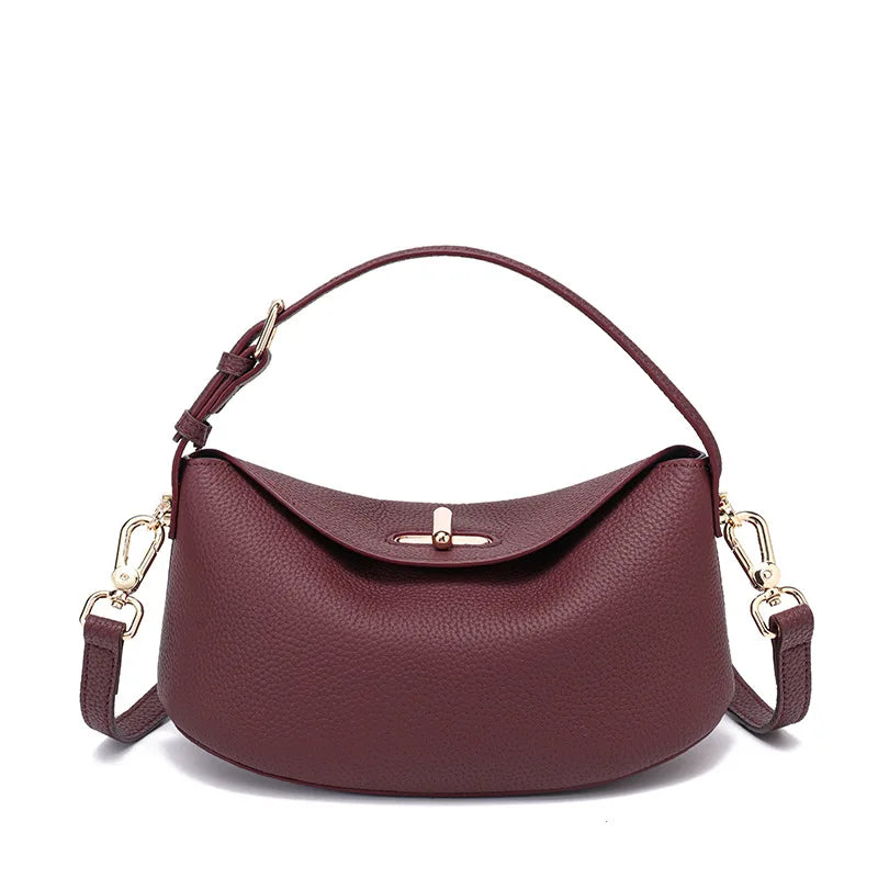 Genuine Leather Minimalist Crossbody Bag – Small Luxury Fashion Handbag & Shoulder Bag for Women (24×11×11cm)