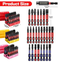33PCS Impact Screwdriver Bits Set, 2” Magnetic （PH/SQ/Torx/Hex/Slotted) S2 Steel Bits with Bit Holder & Soft Base
