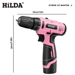 12V Pink Cordless Drill Set