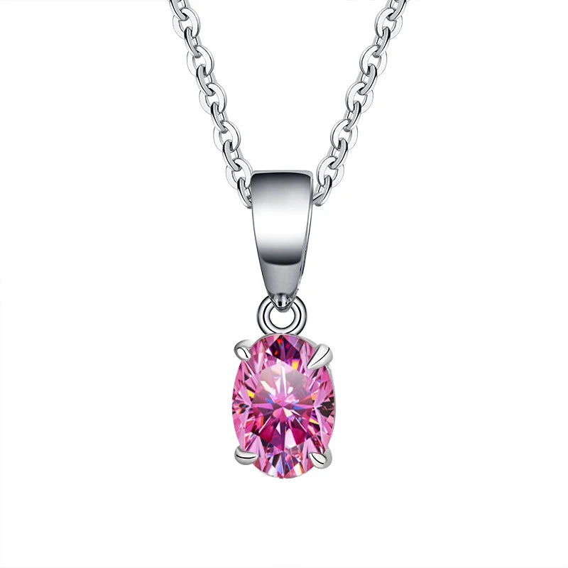 1–2CT Oval Moissanite Pendant Necklace
