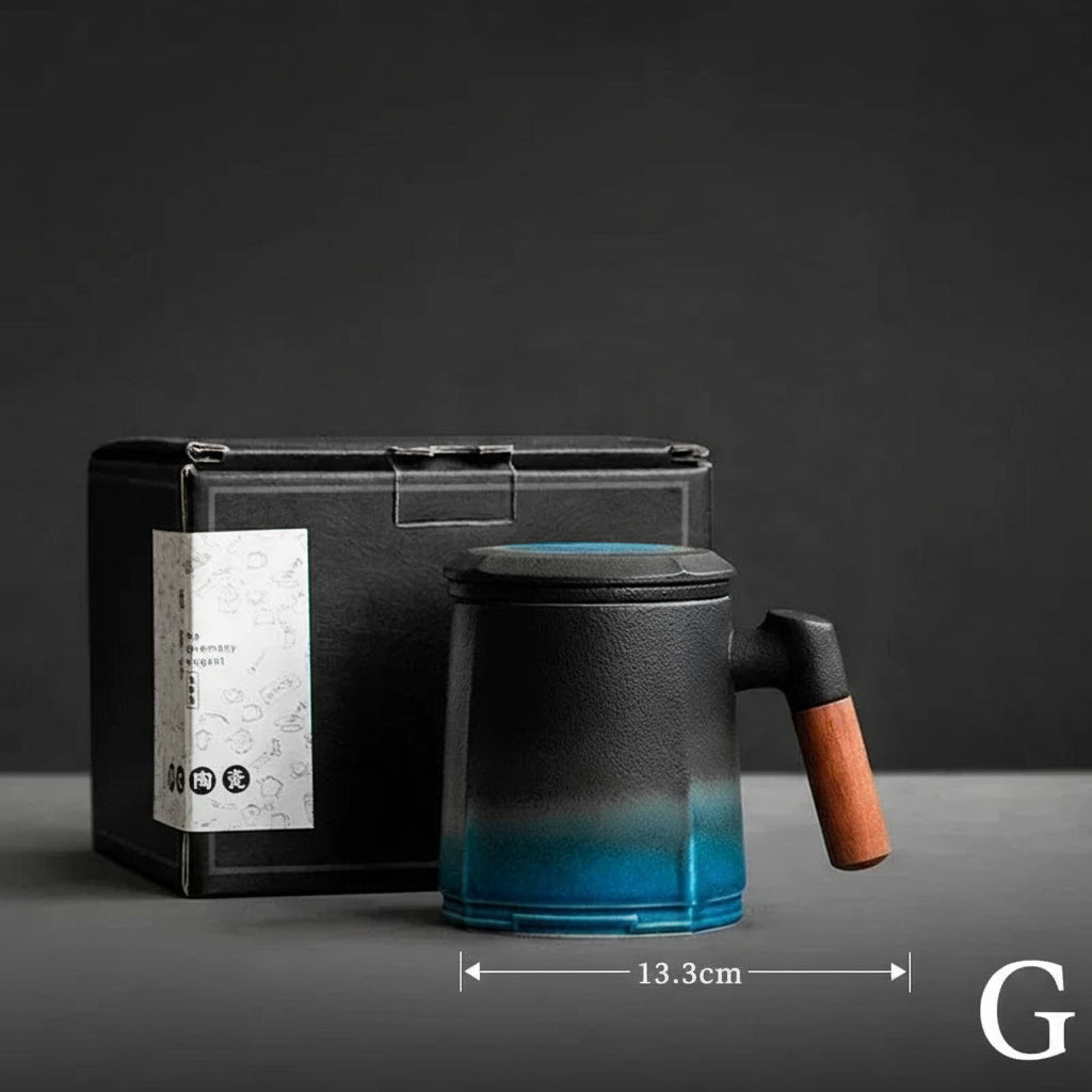 Ceramic Tea Mug with Wooden Handle by Snagg A Cup