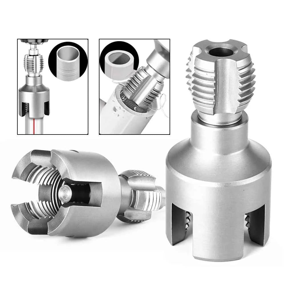Professional Hex Shank Pipe Threading Tool | Internal & External Die Set for 1/2", 3/4" & 1" Pipes