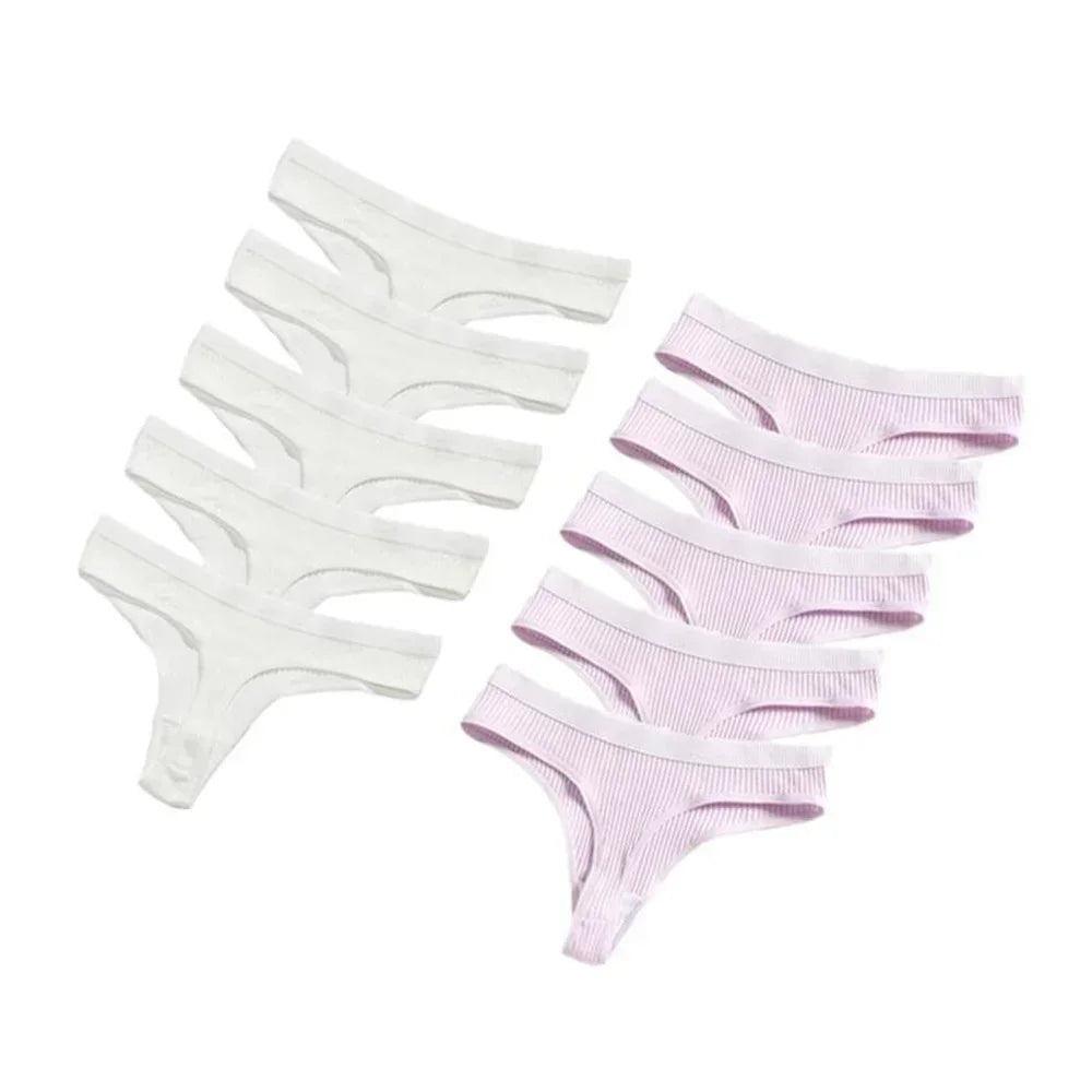 Seamless Cotton G-String 10-Pack | Breathable Thong Solid Colour Plus Size Women's Underwear