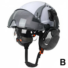 Carbon Fiber Pattern Safety Helmet With Earmuffs Double Goggles by Snagg A Safety Helmet