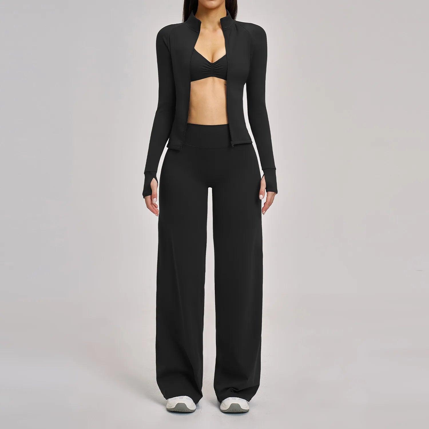 Women's 2/3-Piece Long Sleeve Yoga Suit | Sports Bra Running Workout Gym Tracksuit Clothing