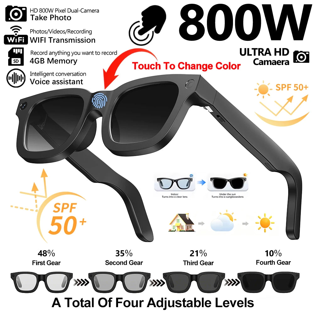 E02C AI Smart Glasses – 1080P HD Camera with 32GB & Photochromic Lenses