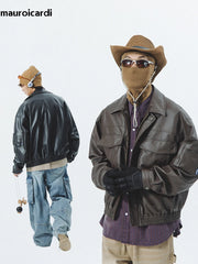 Vintage Black & Brown PU Leather Moto Jacket by Snagg A Jacket