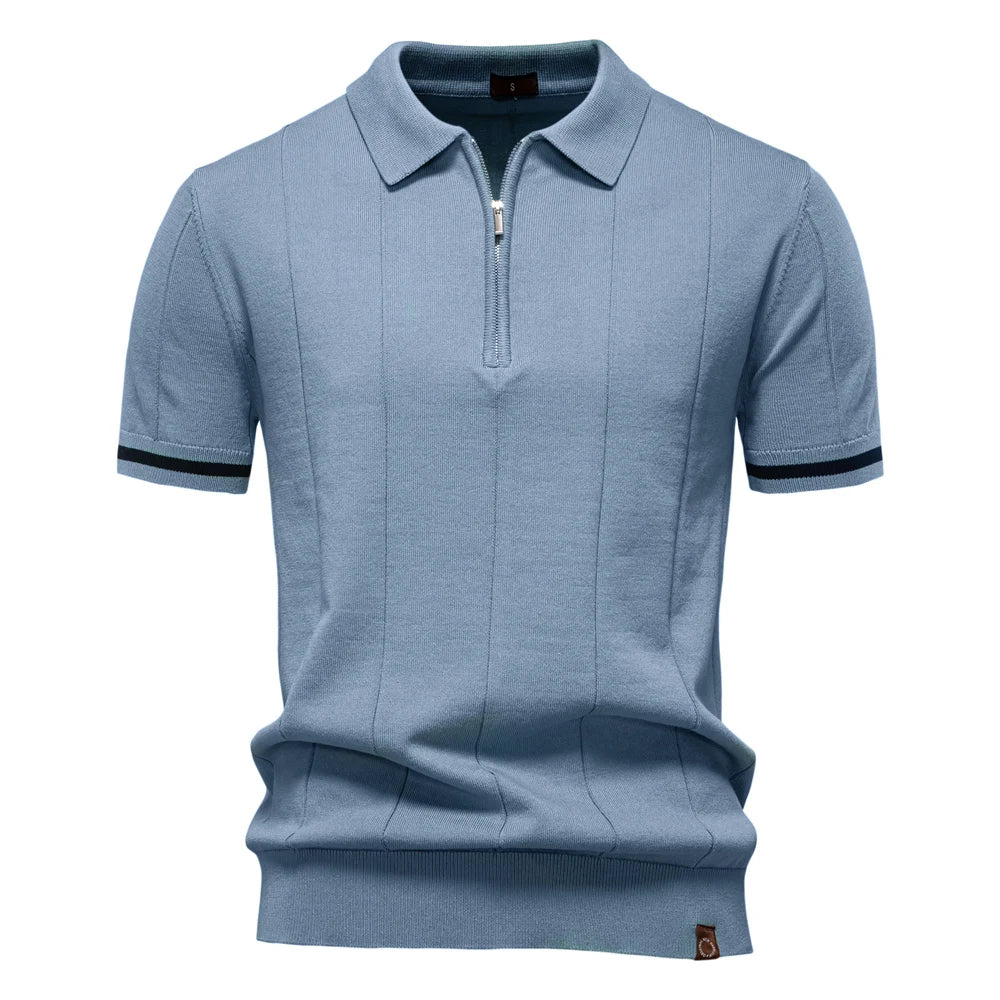 Men's Sport Zipper Polo | Athletic Social & Office Slim Fit Top