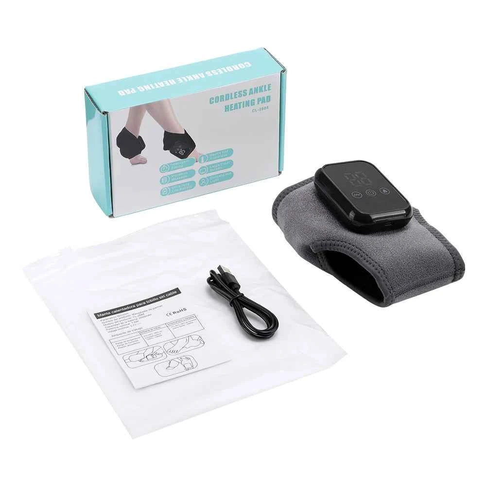 Electric Heated Ankle & Foot Massager Wrap – Cordless Vibration Therapy Support Brace