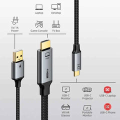 HDMI to USB-C Cable 4K@60Hz with USB Power – Game Console to USB-C Monitor for PS3/4/5 & Nintendo Switch