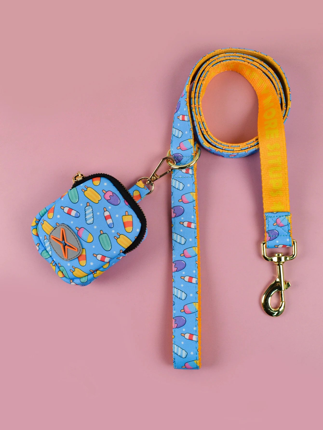 Luxury Double-Sided Print Pet Leash & Poop Bag Holder Set by Snagg A Leash