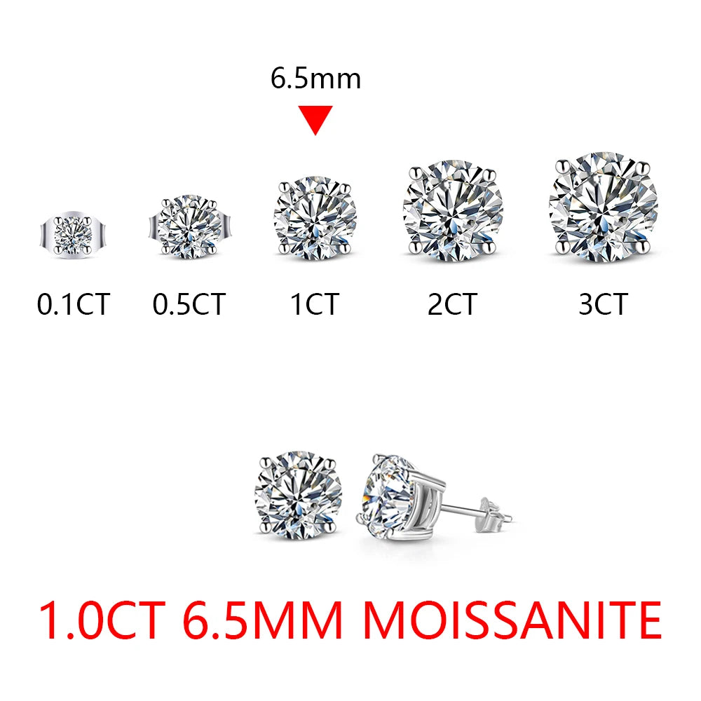 1 Carat Moissanite Stud Earrings