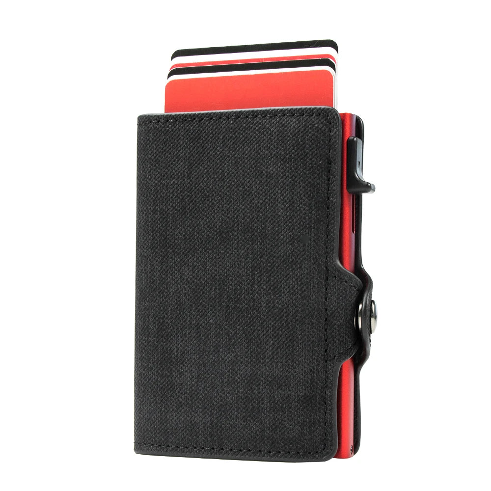 Slim Denim Leather RFID Pop-Up Wallet