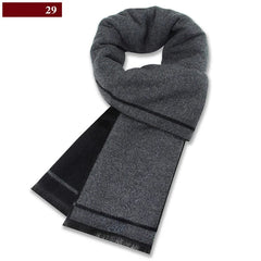 Men’s Luxury Wool Scarf — Cashmere Silk Blend Winter Plaid Shawl