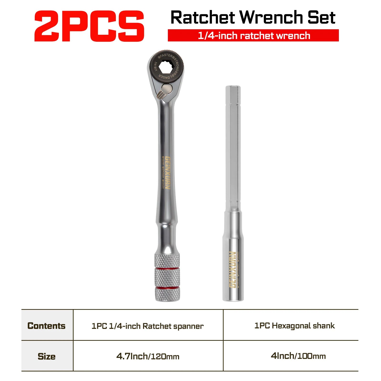 1/4" Ratchet Wrench Set 4pcs | Multi-Angle Portable Hand Repair Tool Kit for Confined Spaces