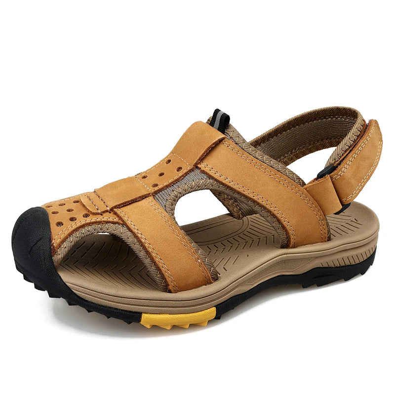 Men’s Leather Sandals – Casual Non-Slip Travel & Beach Shoes by Snagg A Slipper