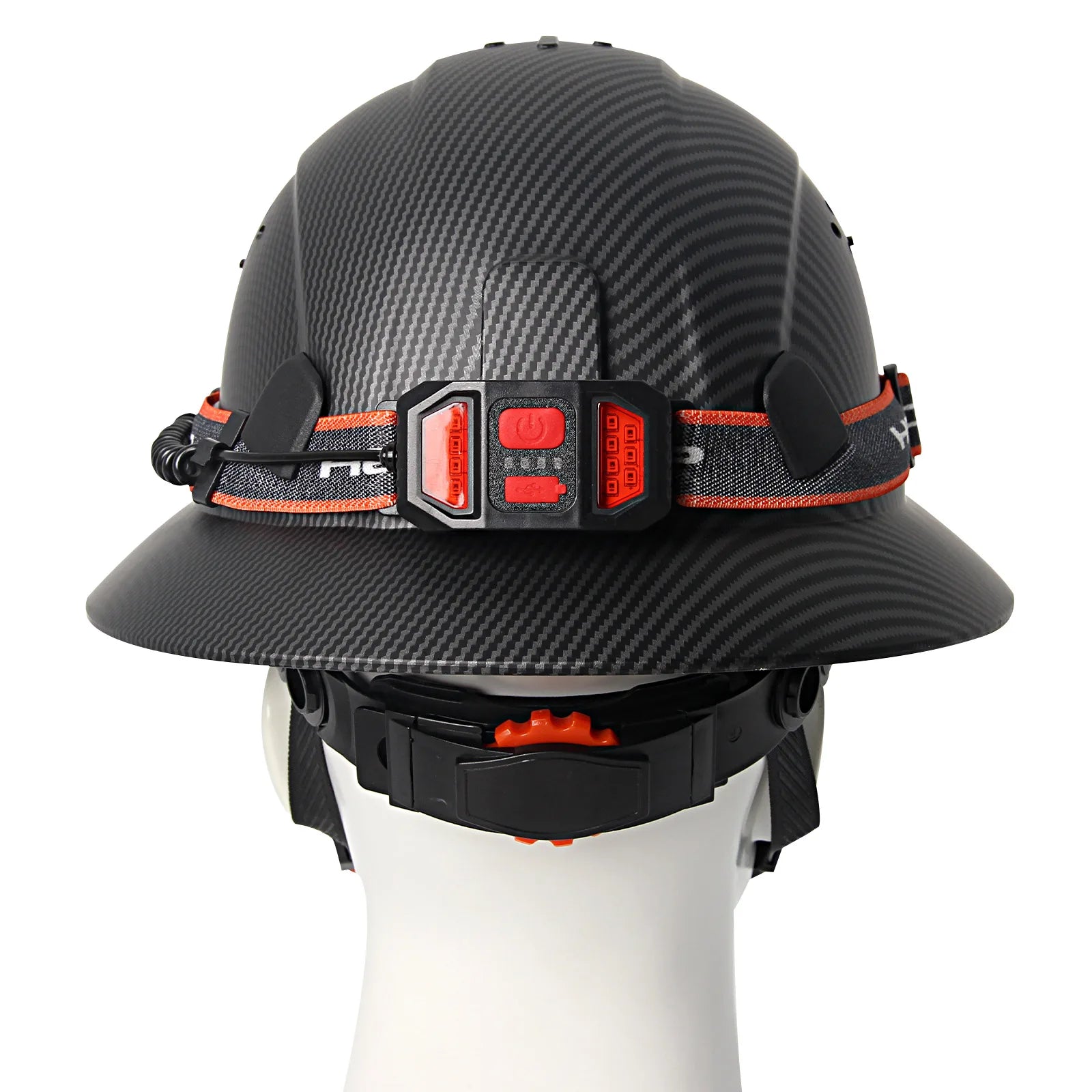 Full Brim Safety Helmet with LED Headlamp & Taillight by Snagg A Safety Helmet