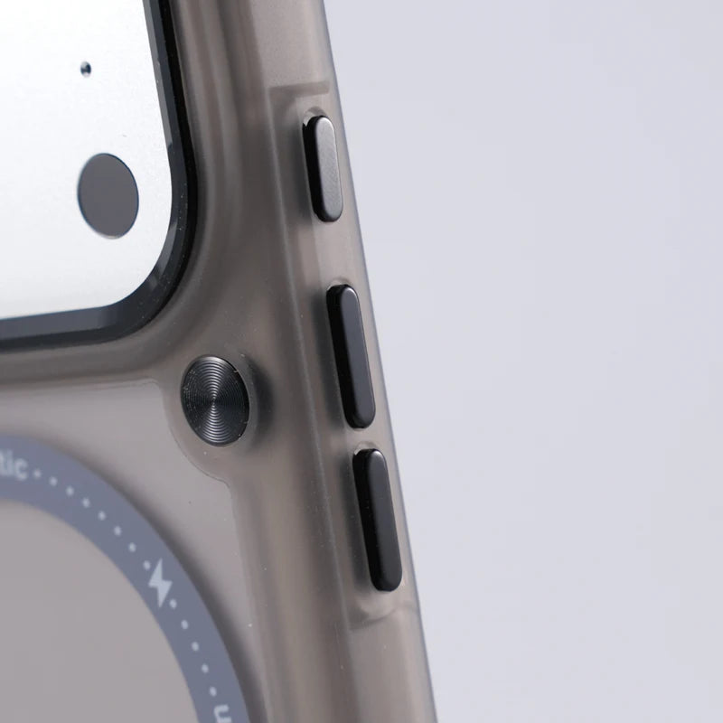 Metal Button Shockproof Magnetic Matte Translucent Case – for iPhone 17 Series - Phone Cases & Covers