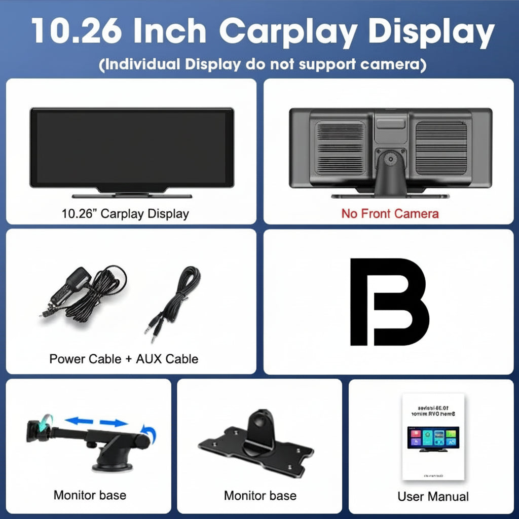 10.26" 4K Dash Cam And Rearview Mirror Car Video Player with Wireless CarPlay by Snagg A Car DVR