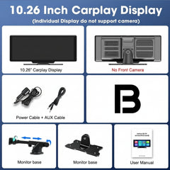 10.26" 4K Dash Cam And Rearview Mirror Car Video Player with Wireless CarPlay by Snagg A Car DVR