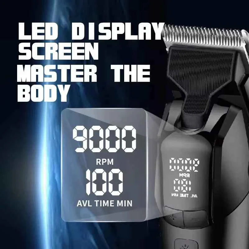 Professional 10W Barber Edition Digital Hair Clipper – 4600mAh High Capacity Cordless System with Variable RPM