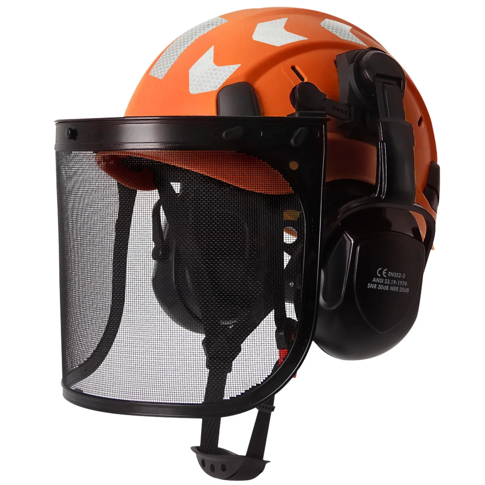 Forestry safety helmet with full face mesh shield and earmuffs – image 7